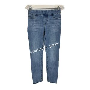 Chico’s Striped Washed Pulled On Jegging Ankle Denim Jeans